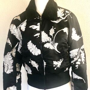 Cinq a Sept Black Satin Jacket,  Silver Embroidery. XS. Excellent Condition.